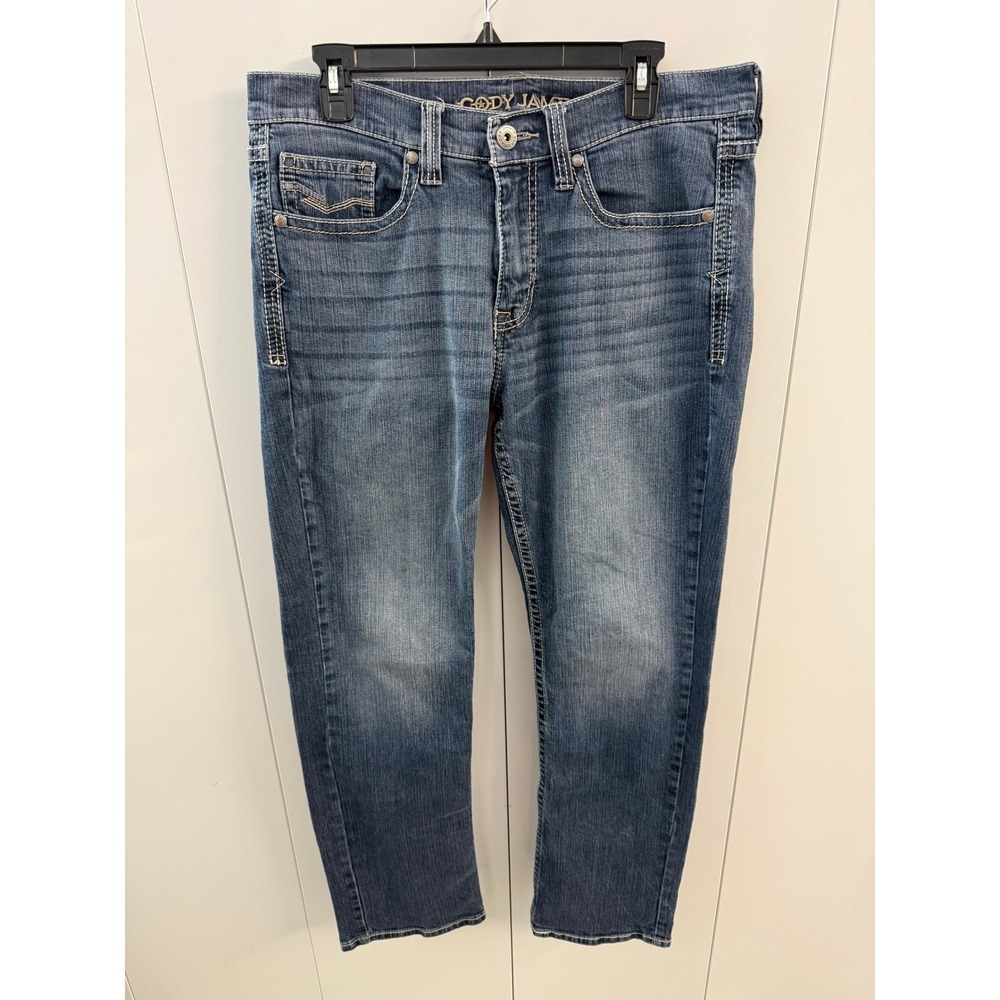 Cody James Mens Med Wash Straight Leg Western Jeans 34x32 Whiskered Distressed